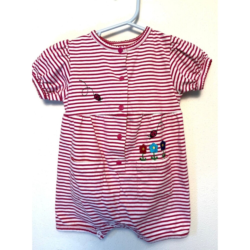 Y2K Striped Floral Pink Romper